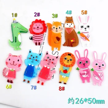 

Cartoon Animal Acrylic Patch Flatback Cute Cat Rabbit Lion DIY Scrapbooking For Hair Bow Centers Decor