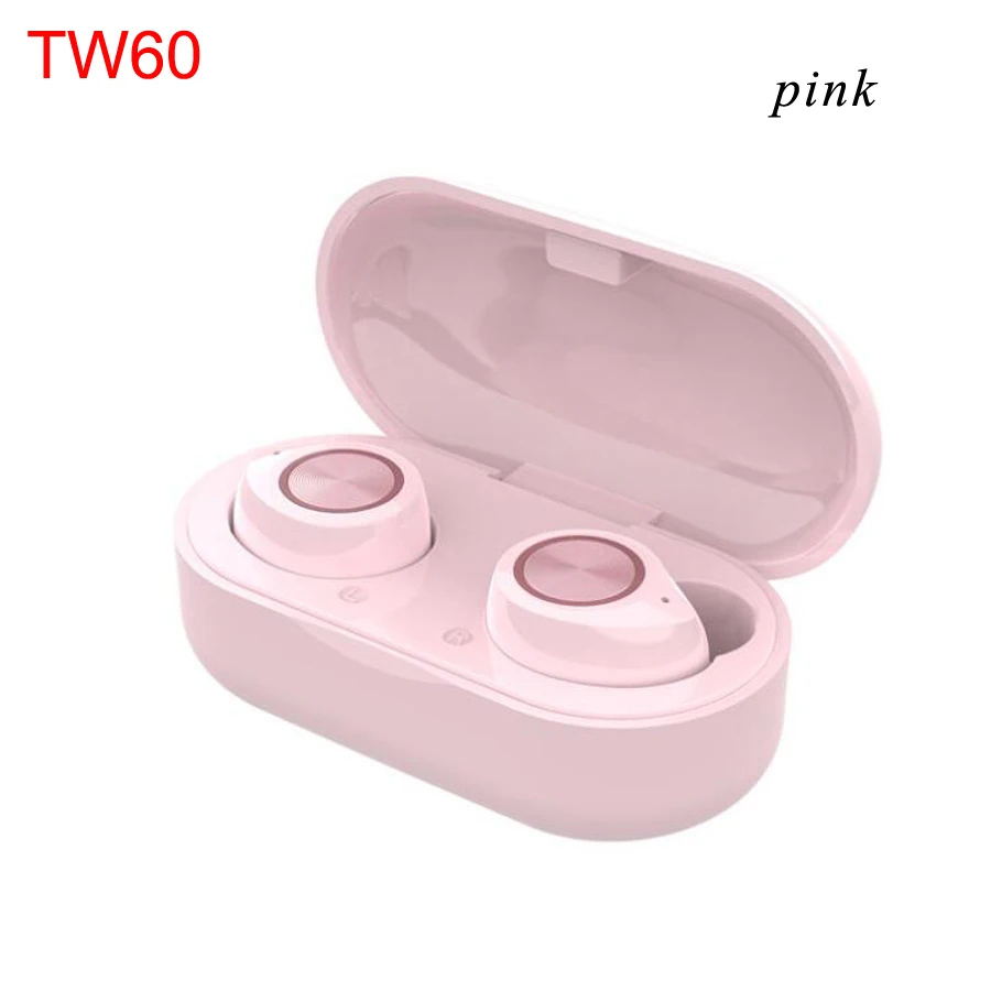 TWS 5,0, беспроводные Bluetooth наушники с сенсорным управлением, наушники 6D, Hi-Fi, стерео, бас, гарнитура с микрофоном, зарядная коробка - Цвет: TW60 pink