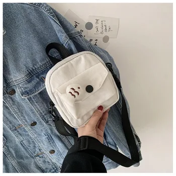 

Cute small bag female foreign canvas 2020 new Korean version Japanese girl soft girl student shoulder messenger bag