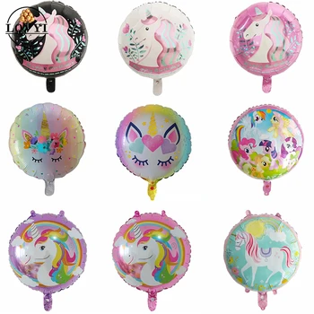 

10pcs 18inch Rainbow unicorn balloons pink purple Polaroid for Happy Birthday Party decorations girl boy kids toys foil globos