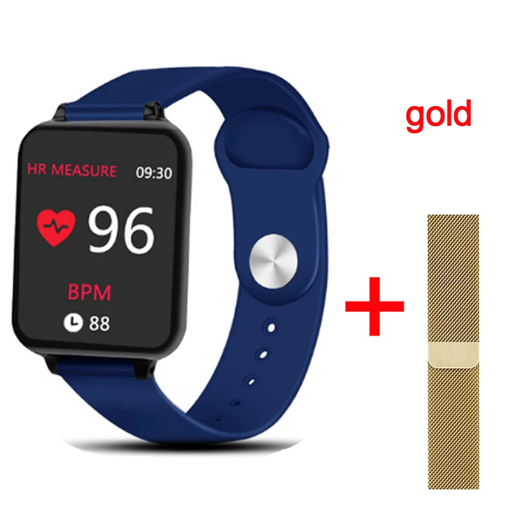 bule-gold-band Смарт-часы B57, водонепроницаемые, спортивные, для iOS, Android, телефона, кровяное давление, монитор сердечного ритма, фитнес-браслет, для мужчин и женщин, смарт-браслет - Цвет: bule-gold-band