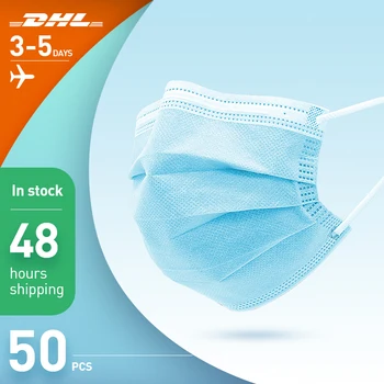 

50pcs In stock Fast delivery Disposable mouth protective face mask Adult use Three-layer meltblown cloth combination Masks