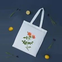 Женская Повседневная Холщовая Сумка-тоут с цветочным принтом, сумка для покупок, многоразовая сумка для повседневного использования, эко-сумка