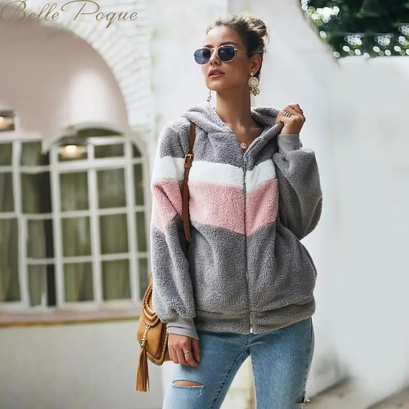 Belle Poque лоскутные куртки с капюшоном осеннее зимнее пальто женское модное повседневное плотное теплое пальто Мягкие короткие куртки для женщин