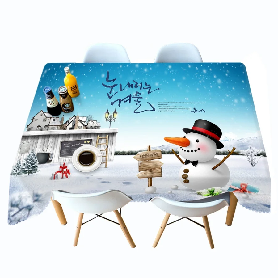Style F Плотная хлопковая Рождественская скатерть с 3D рисунком Санта Клауса и лося, прямоугольная/Круглая Скатерть для свадьбы, пикника, вечерние - Цвет: Style F