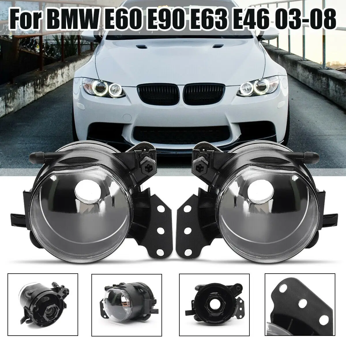 

Front Bumper Fog Light Housing Left & Right For E46 E60 E90 325i 525i X3 4Door Perfect Replacement