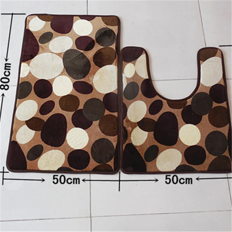 2 pcs/set Heart Design Printed Bathroom Carpet U Shape Bathroom Rug Set Anti-Slip Toilet Rugs Absorbent Bath Mat tapete banheiro