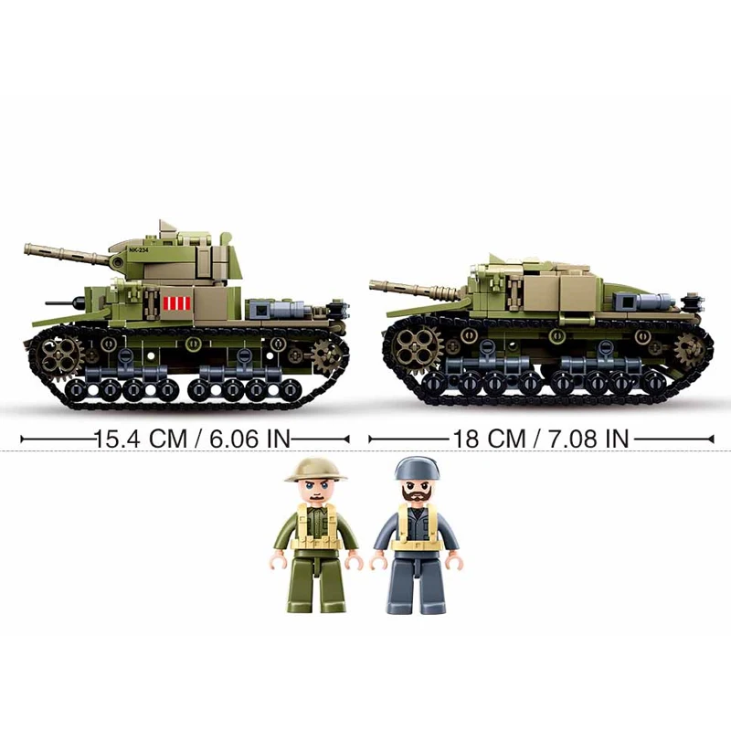 SLUBAN Military Battle M13/40 Tank MOC Building Blocks Set arma