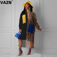 VAZN QYBX5135 осень, горлышко в форме "о", 3 цвета, Леопардовый принт, сексуальный платье с длинным рукавом платье Для женщин вечерние ночное Клубное платье
