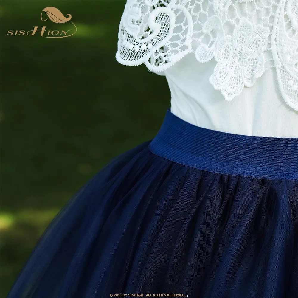 SISHION модная женская Тюлевая юбка для девочек QY0344 летние однотонные юбки с высокой талией плиссированные Ретро сексуальный длинный макси