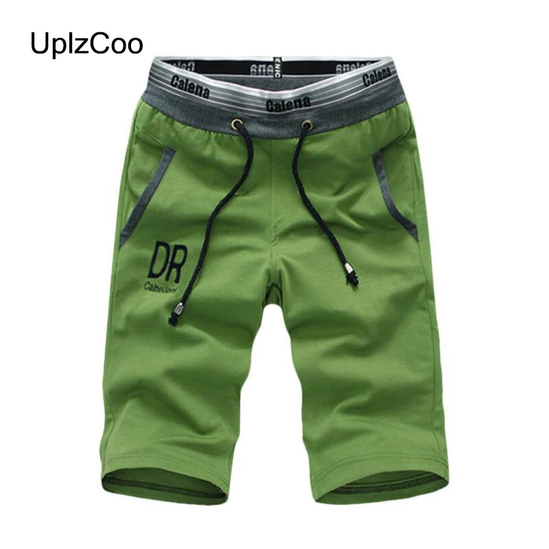 Green UplzCoo мужские летние хлопковые пять пляжные шорты тонкие мужские повседневные однотонные шорты мужские уличные шорты FM190 - Цвет: Green