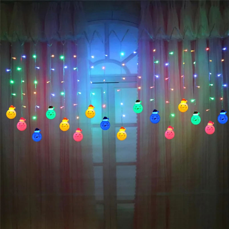 RGB 3,5 м Рождественский Снеговик, гирлянда, светильник на окно, занавеска, светодиодный светильник, Рождественский светильник s, уличный Luces светодиодный Decoracion 40OCT21 - Испускаемый цвет: RGB