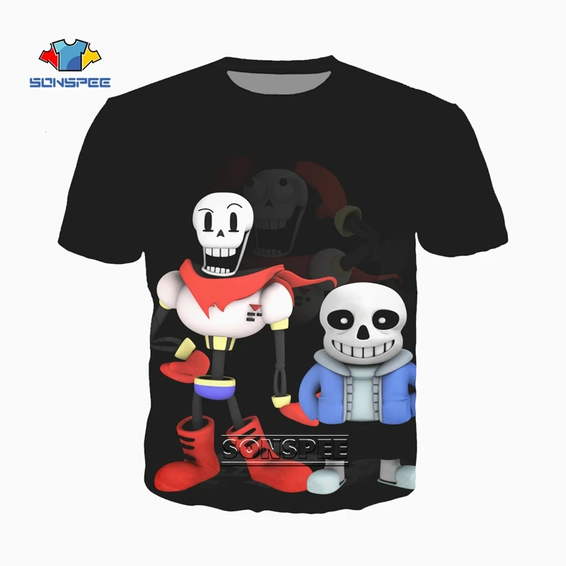 

SONSPEE Undertale Sans Pattern Unisex T-shirt 3D Print Summer Fashion Men's T-shirt Harajuku Tops Casual Short Sleeve Clothes