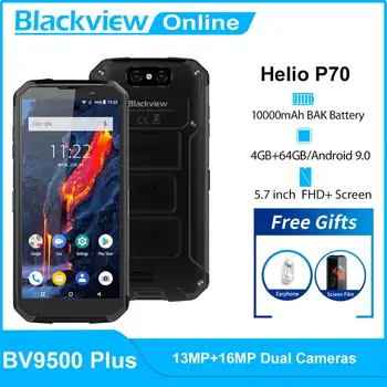 Перейти на Алиэкспресс и купить Blackview BV9500 плюс Helio P70 Octa Core IP68 Водонепроницаемый смартфон 10000 мАч 5,7 дюймFHD Экран 4 Гб + 64 ГБ Android 9,0 мобильный телефон