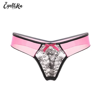 

CYNTHRA Thong Female Sexy Lingerie Sexy Lace Ladies Seamless Briefs Bowknot Transparent T Pants Underwear For Women