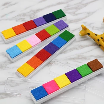 

WYSE 1pc Gradient Color Ink Pad Colorful Inkpad Rubber Stamps Oil Based Finger Print Pratical for Kids DIY Craft Art Accessories