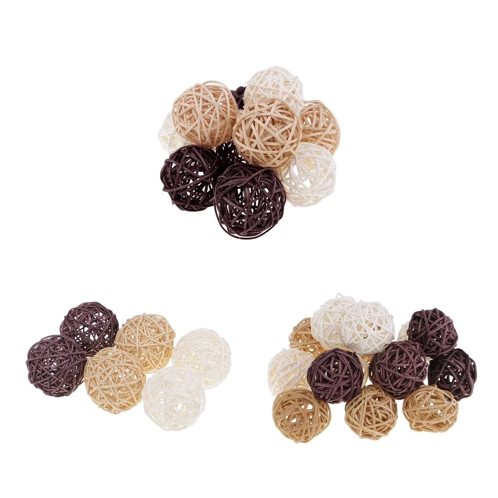 31 Pieces 3cm 5cm 7cm Wicker Rattan Balls Table Ornaments Decoration Crafts