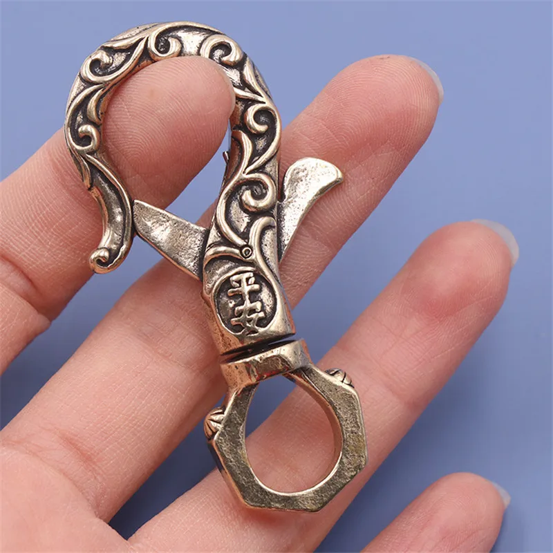Pure Brass Elephant Nose Shape Keychain Keyring Ring Holder