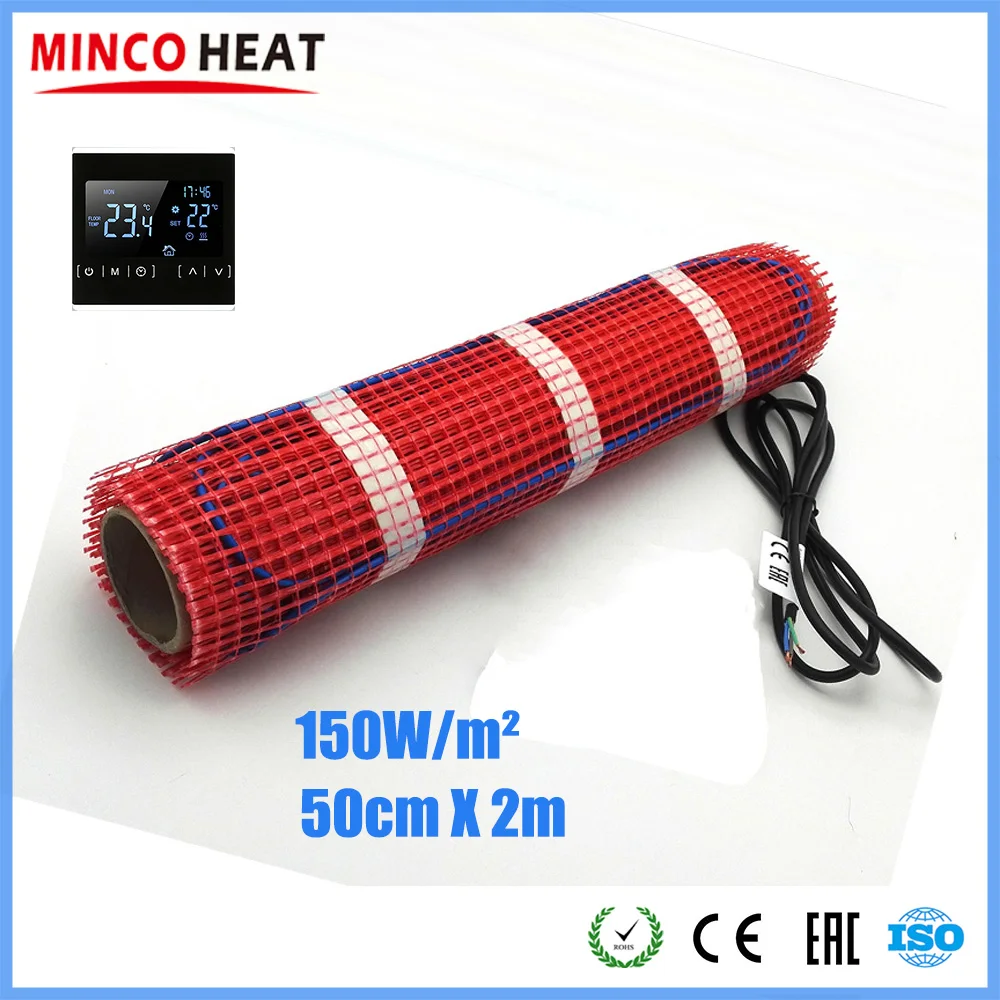 Minco тепла 2m x 50 см плитка из цемента теплые прорастить подогреть прокладка 230V 150W