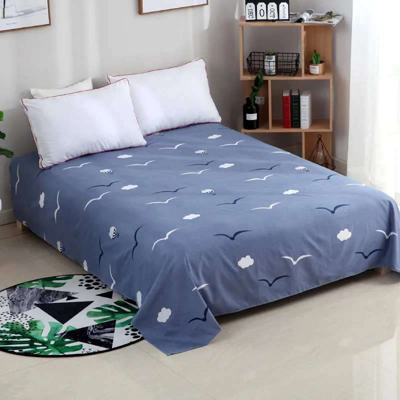 

Bed Sheets 230cmX230cm Plant Cotton Sheets Household Textile Sheets Floral Pattern Simple Style Squeen Size Bed Sheets Set