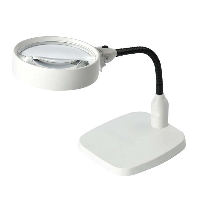 

LED Lighted Magnifier with Stand - Folding Design with 6 LED Lamp - Best 10X Hands Free Magnifying Glass with Light for Reading