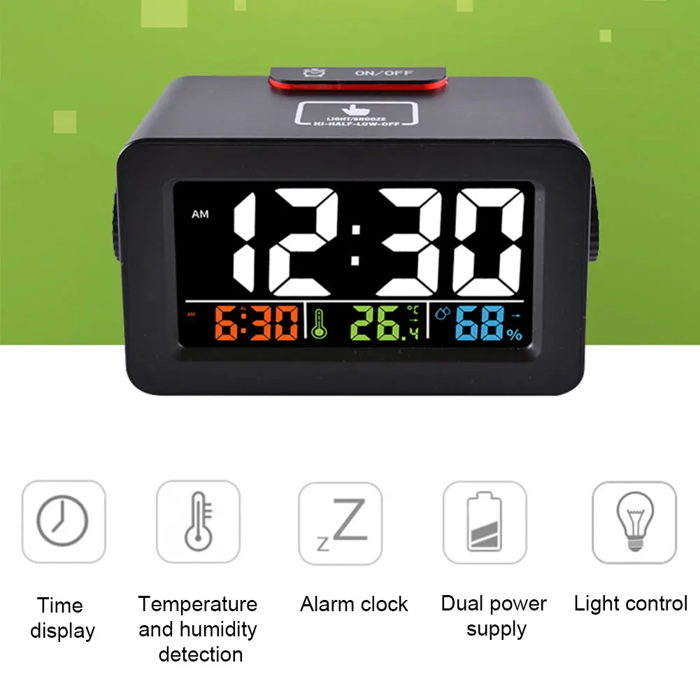 Wireless Digital Wake Up Weather Electronic Desk Bedside Indoor Outdoor Phone Charger USB Alarm Clock Temperature Humidity