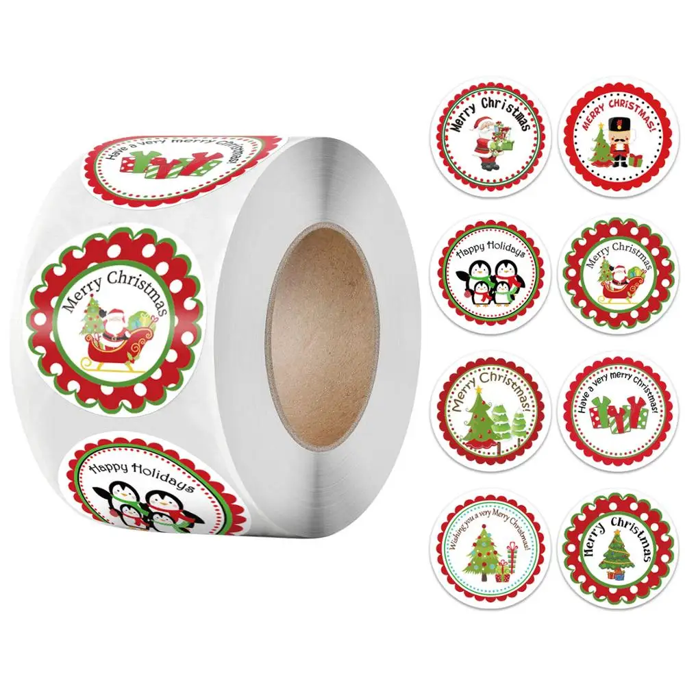 50-500 Uds Feliz Navidad pegatinas 500 Uds animales muñeco de nieve árboles pegatinas de envoltura de regalo etiqueta de la caja de Navidad etiqueta