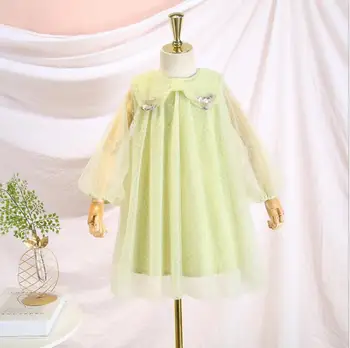 

2020 Spring Fairy Dot Mesh Sequined Dress For Girls Princess, Children Fashion Sweet Dress 5 pcs/lot, Wholesale