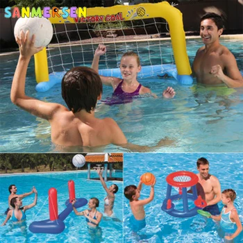 

Childrens Inflatable Floating BasketBall Hoop Ring Toss Game Summer Swimming Pool Toy Water Volleyball Fun Toys Game Adult Kids