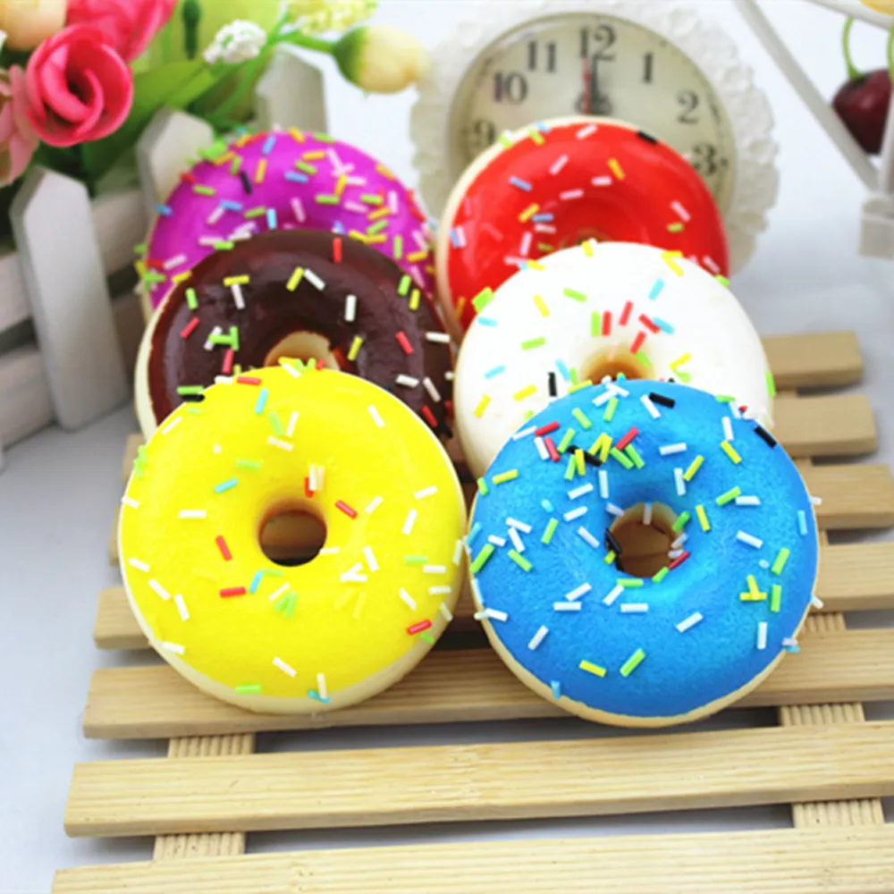 Simulation Donut Squeeze Toy Soft Colourful Doughnut Scented Slow Rising Toys childrens party decorations #A
