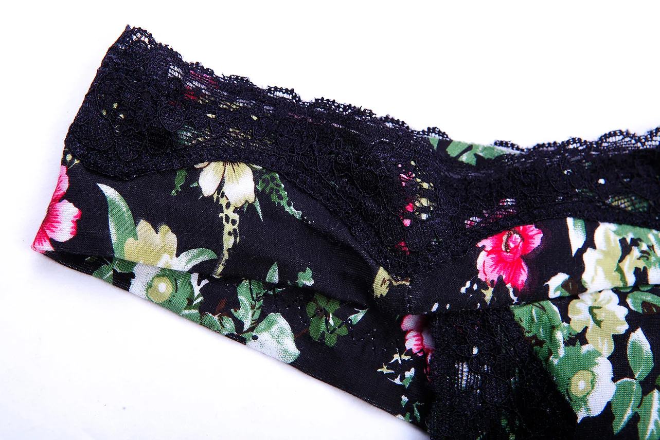 Women's Lace Lightly Padded Flower print Comfort Cotton Wire-Free Plus Size Bra 75 80 85 90 95 100 B C D