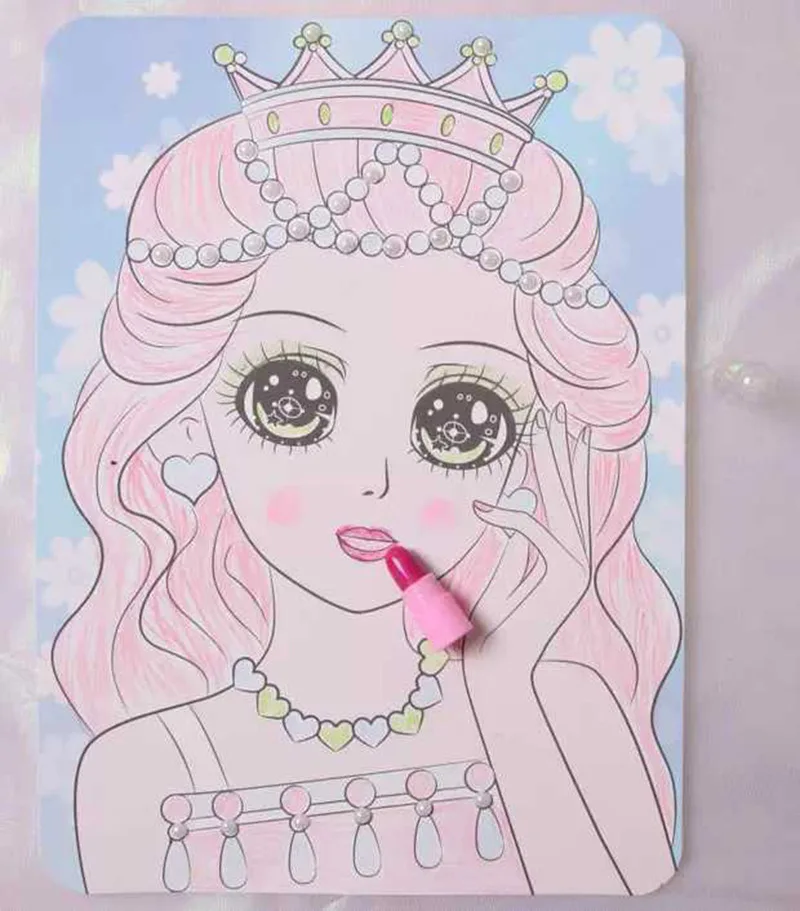크리 에이 티브 수제 DIY 낙서 회화 복사 다채로운 드로잉 완구 세트 공주 소녀 안전 메이크업 그림 장난감