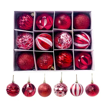 

12pcs / set 60mm Christmas Ball Ornaments Xmas Tree DIY Hanging Balls Party Ornament Home Festive Decorations