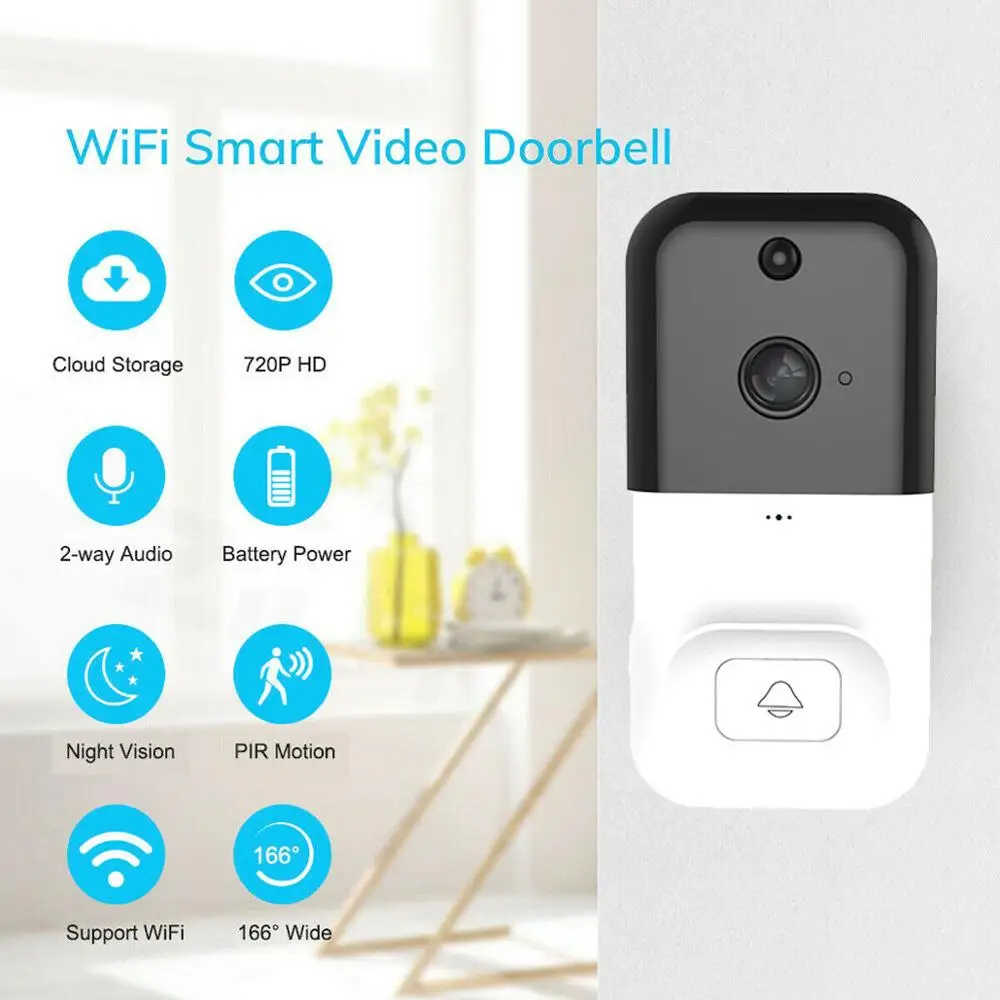Inalámbrico WiFi inteligente timbre del teléfono de la cámara Video de la puerta Visual anillo timbre de la puerta de intercomunicación con PIR de la visión nocturna de la cámara de seguridad de casa
