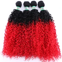 Afro kinky curly cabelo pacotes de alta temperatura sintético brasileiro ombre cor extensões de cabelo para preto