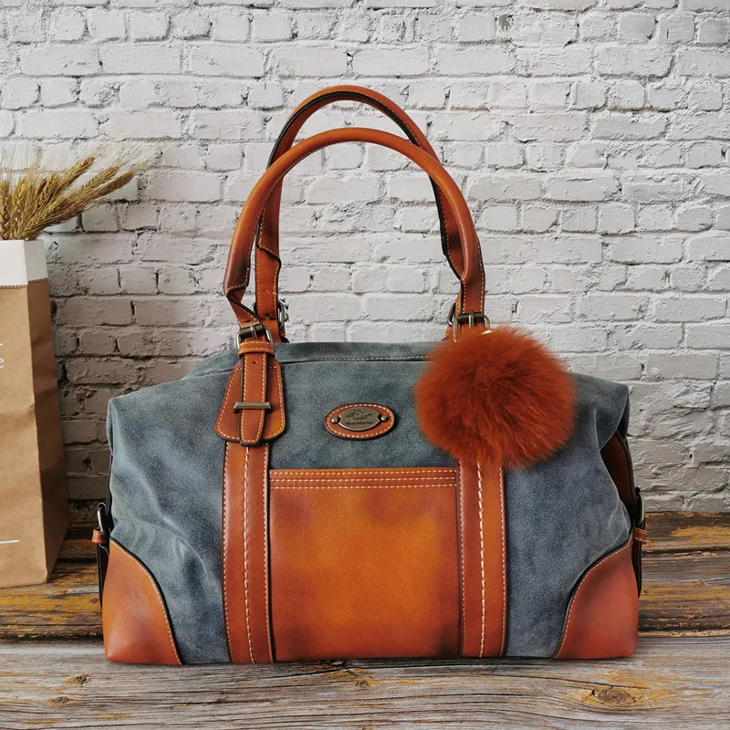 IMYOK винтажные роскошные женские сумки из натуральной кожи, брендовая дизайнерская сумка, Высококачественная сумка-торба, женские сумки через плечо - Цвет: Blue and Ball