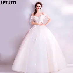 LPTUTTI Бисероплетение Аппликации Новая Винтажная принцесса свадебное платье невесты Простые Вечерние события длинная Роскошная свадебная