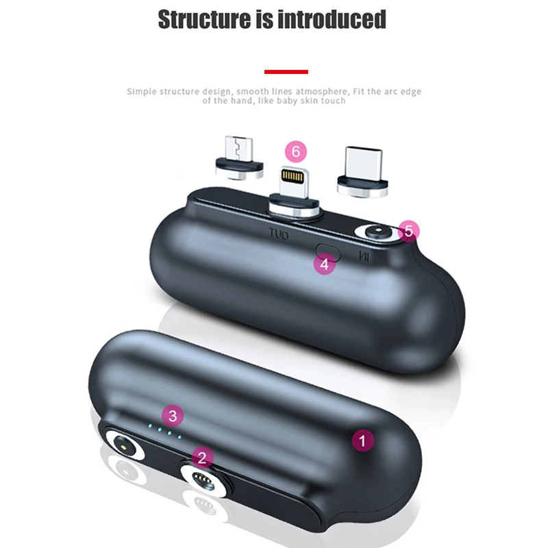 Mini Portable Power Bank Back Clip Battery for iPhone Samsung Huawei Magnetic Micro USB Type-C Charger 2600mAh Capsule PowerBank