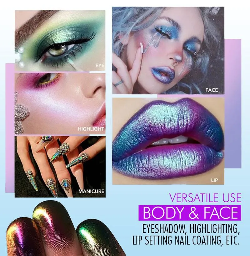4 Color Chameleon Eye Shadow Pigment Long Lasting Bright Shiny Glitter Eyeshadow Powder Multi-Chrome Shade Shifting Pigments 4 Color Chameleon Eye Shadow Pigment Long Lasting Bright Shiny Glitter Eyeshadow Powder Multi-Chrome Shade Shifting Pigments