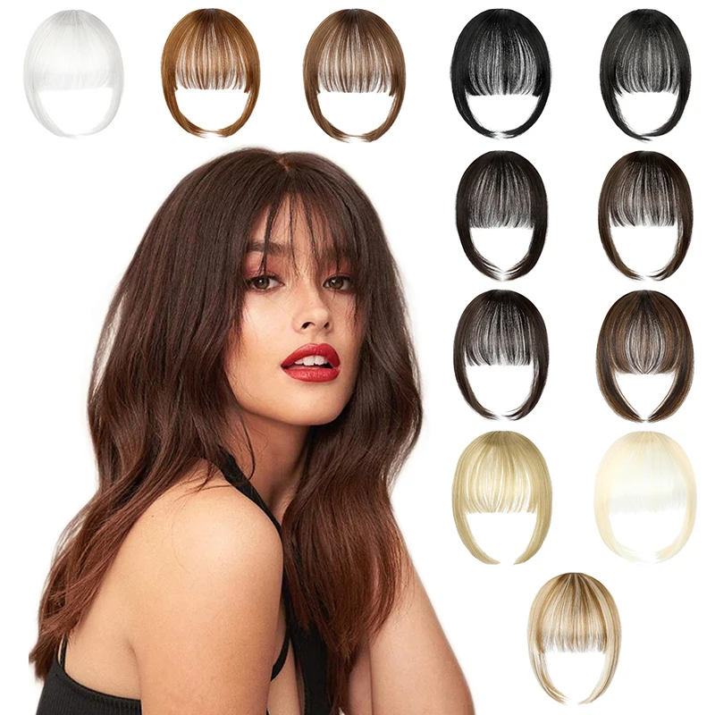 

SHANGZI Air Bangs Pure Bangs Hair Extension Synthetic Wig Natural Black Light Brown Dark Brown Black High Temperature Fiberwomen