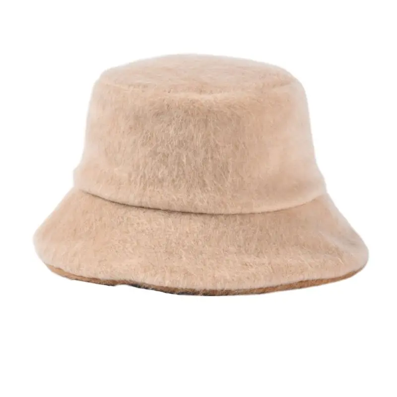 Зимняя плотная теплая Рыбацкая шапка, одноцветная переносная шапка из искусственного бархата - Цвет: Бежевый