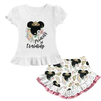 

Fashion flutter cotton character printing baby girl kids clothing outfit
