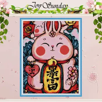 

Rich Bunny cartoon Patterns Counted Cross Stitch DIY 11CT 14CT Cross Stitch Sets Chinese Cross-stitch Kits Embroidery Needlework