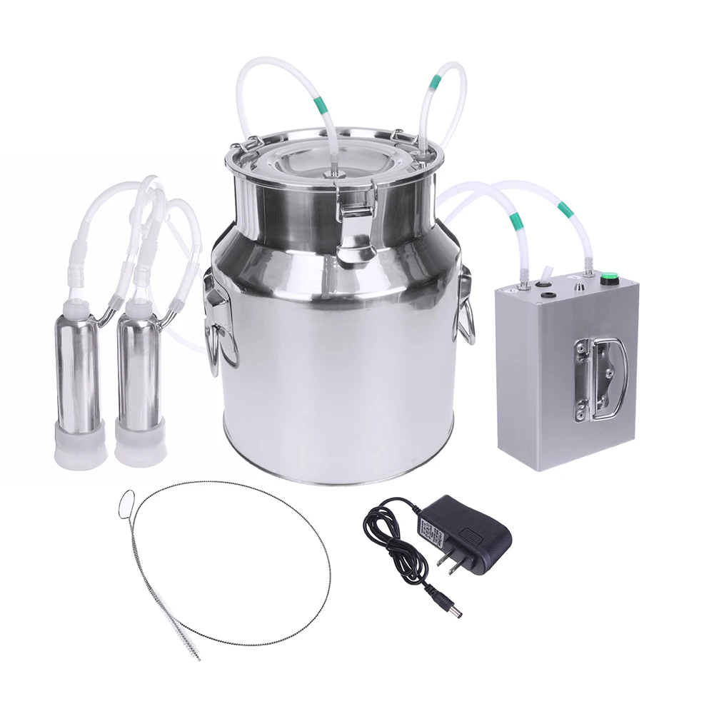 14L Rechargeable Cow Goat Sheep Milker Electric Milking Machine Stainless Steel Bucket Double Heads Hose With Restriction Valve - Цвет: For Cow