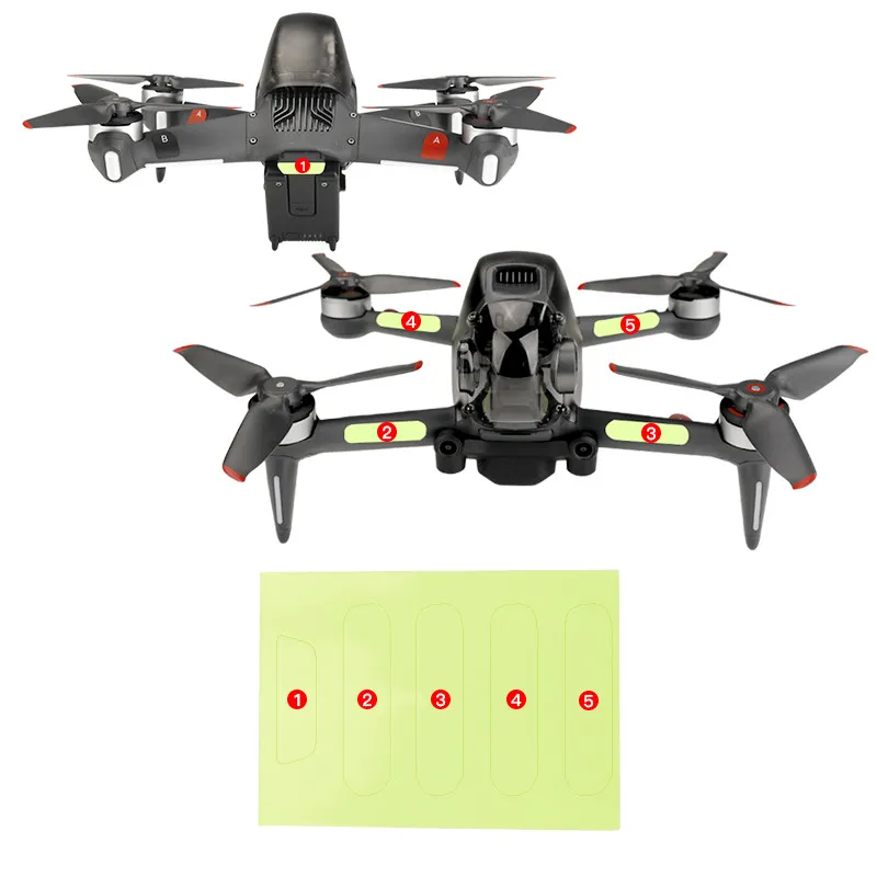 2PCS Replacement Luminous Sticker Night Flight Sticker Fluorescent Stickers for DJI FPV Combo Drone Aircraft Accessories