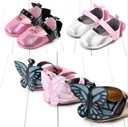 Одежда для малышей с изображением 3D; туфли с бабочкой; большие размеры мягкая подошва кроватки для новорожденных детей кружевной бант