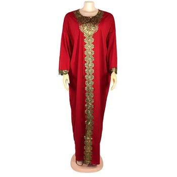 

2020 African Clothes Dresses for Women Dashiki Gold Embroidery African Dress Abaya Dubai Robe Evening Long Loose Muslim Dress