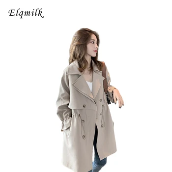 

Autumn Clothing Outdoor Ladies Suit Windbreaker Casual Loose Women Trench Coat Double Breasted Solid Outwear Ropa Mujer