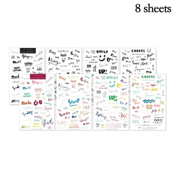 

8 Sheet English Word Letter Stickers Kawaii Colorful DIY Decorative Word Scrapbooking English Stationery Stickers Stickers A2U9