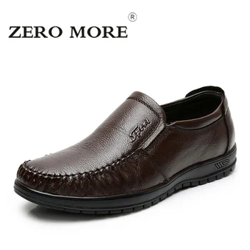 

ZERO MORE Mens Casual Shoes Hot Sale Split Leather Business Formal Design Soft Dress Shoes Men Slip On Loafers Male Shoes Casual
